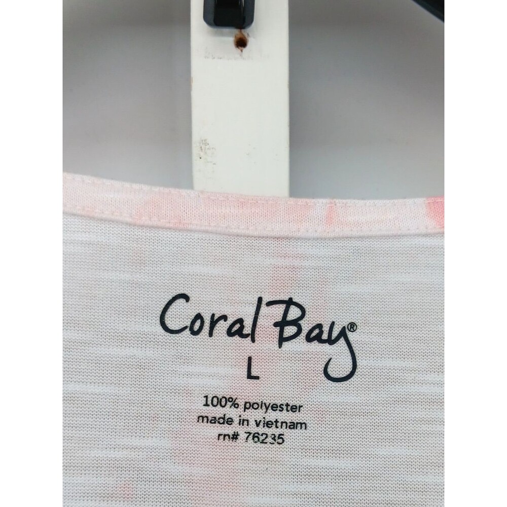 Coral Bay Shirt Women Large Pink Colorful Floral 3/4 Sleeve Round Neck Top - Picture 5 of 5